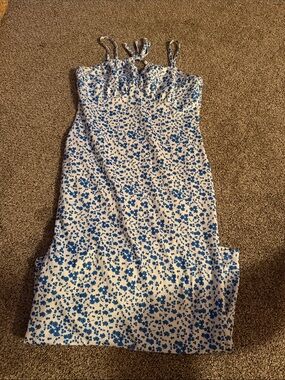 Blue Floral Cotton Dress Shein Size L
